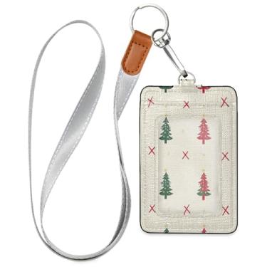 Imagem de Wassud Cordão de couro PU para árvore de Natal para crachás de identificação, porta-chaves, porta-crachás, cartões de crédito para escritórios, funcionários estudantes, funcionários