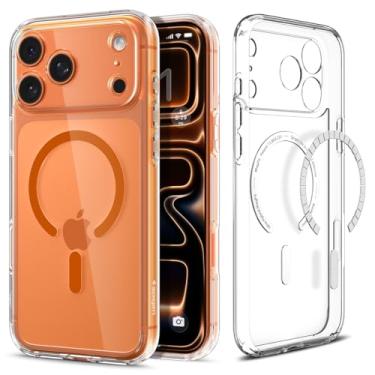 Imagem de Spigen Capa para iPhone 17 Pro Max, MagFit ultra híbrida [controle de câmera coberta de TPU] [anti-amarelo] [compatível com Magsafe] - Laranja transparente