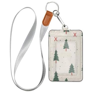 Imagem de Wassud Cordão de couro PU para árvore de Natal para crachás de identificação, porta-chaves, porta-crachás, cartões de crédito para escritórios, funcionários estudantes, funcionários