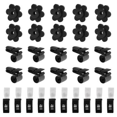 Imagem de 10 conjuntos de rolhas de borracha para bandeira de jardim, clipes antivento e clipes de tigre para suportes de bandeira de jardim, suporte de mastro de bandeira de quintal, ajustável, resistente ao