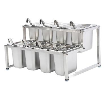 Imagem de Generic Suporte da Bacia do Doce, Rolamento de Carga Forte do Distribuidor de Aço Inoxidável Condimento Engrossado para o Restaurante Agregado Familiar (Bacia 1,6L 8pcs)