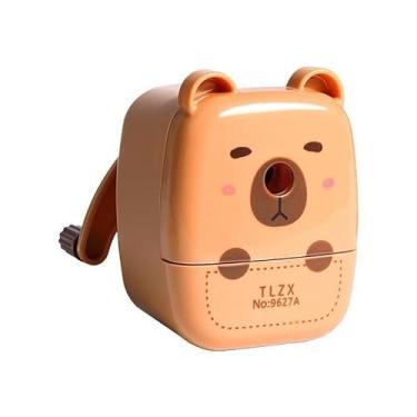 Imagem de Apontador de Lápis Mecânico com Manivela de Mesa Modelo Capivara - Com Depósito de Lascas, Ideal para Escola e Atividades Artísticas