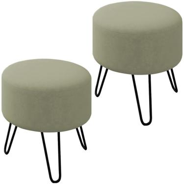 Imagem de Kit 2 Puff Puf Para Sala Pes Metal Small Veludo Sl 940 Peer Sl 940