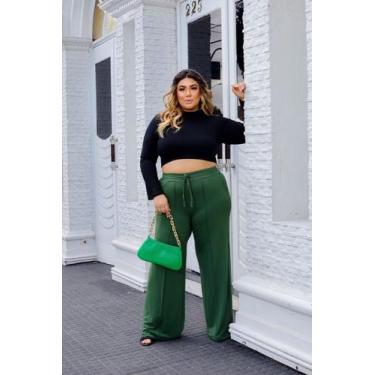 Imagem de Calça Moletom Pantalona Elástico na Cintura com Bolso - luh may, Verde