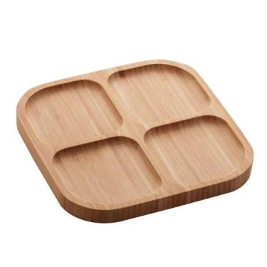 Imagem de PETISQUEIRA C/4 DIVISORIAS DE BAMBU SQUARE 20x20x1,6cm - Lyor