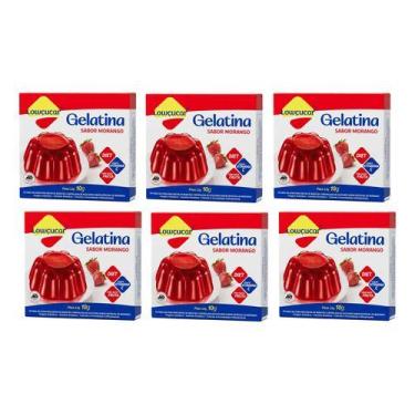 Imagem de Kit 6 Gelatina Zero Açúcar Sabor Morango 10g Lowçucar