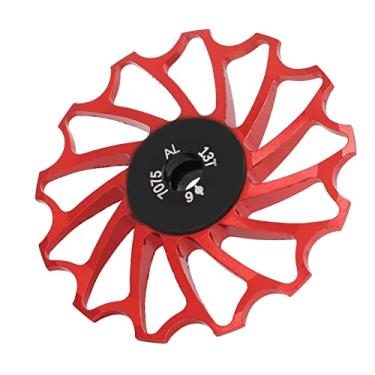 Imagem de AUNMAS Rolo de câmbio traseiro de bicicleta, 13T, Vermelho, Cerâmica metal, Reduz a fricção, Melhora a lubrificação, Para mountain bike
