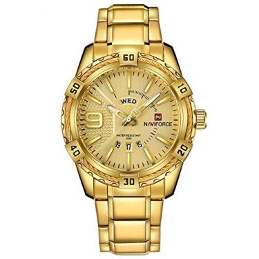 Imagem de relogio masculino de luxo original naviforce dourado