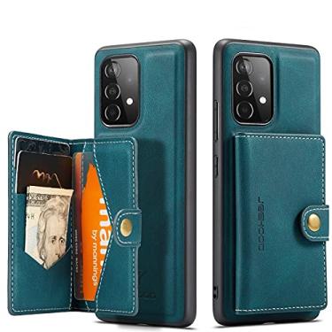 Imagem de Flip Estojo à prova de choque Capa carteira 2 em 1 para Samsung Galaxy A32 5G, capa tipo carteira à prova de choque, capa protetora removível magnética porta-cartão + bolso para dinheiro (Color : Blu