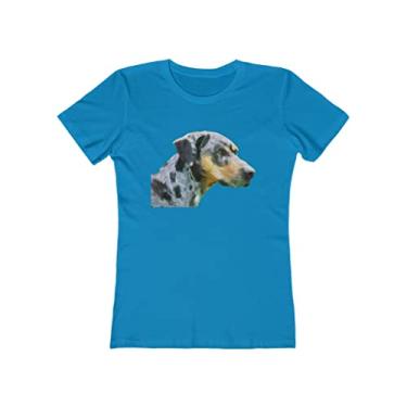 Imagem de Catahoula 'Clancy' - Camiseta feminina de algodão torcido da Doggylips, Turquesa lisa, G