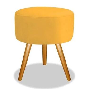 Imagem de Puf, Puff Para Sala Redondo Pé Palito Suede Cores - DECORE.COM, Amarel