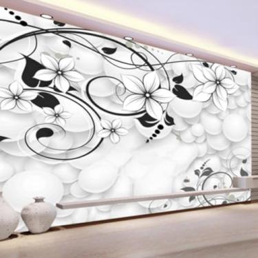 Imagem de Adesivo Papel Parede Autocolante Cozinha Quarto Sala Hall 10 Mt (Floral Tulipa Preta e BrancaFlor Negra)