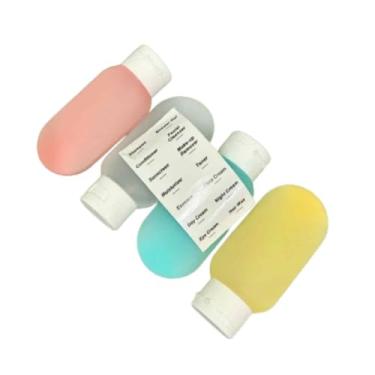 Imagem de Kit Viagem 4 Frascos De Silicone 60ml Portátil Para Shampoo Creme Cosméticos Recipientes Reutilizáveis