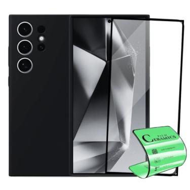 Imagem de Kit Proteção para Samsung Galaxy S24 Ultra, Capa Aveludada Premium com Proteção para Câmera + Película de Proteção Cerâmica 9D, Preto