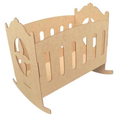 Imagem de Berço Bercinho Para Bonecas Em Mdf Cru 3mm Infantil 41x32x39cm