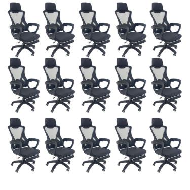 Imagem de Kit 15 Cadeiras de Escritório Presidente Executiva Oficial Supreme Preto