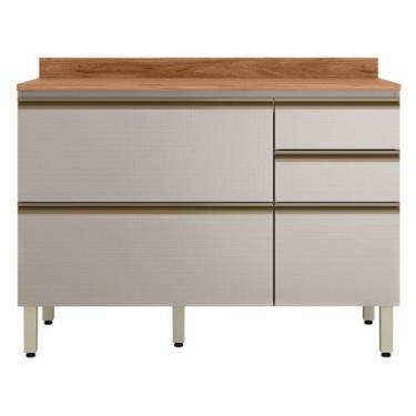 Imagem de Balcão Mdf 1 Porta Basculante 4 Gavetas para Pia 120cm com Tampo Proen