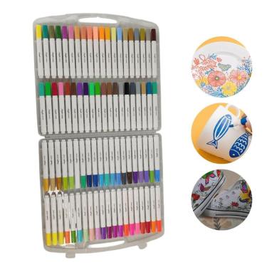 Imagem de Kit 80 Canetas Marcador Acrílico Permanente Colorida Brush