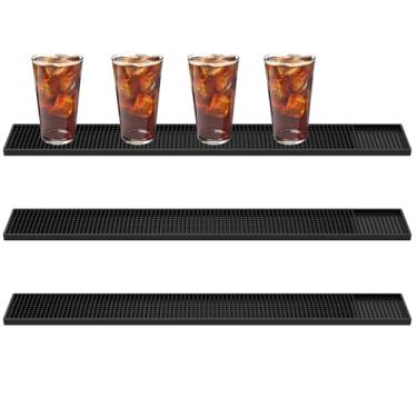 Imagem de 3 peças tapetes de barra de borracha antiderrapante preto balcão balcão de serviço tapete de contador versátil para casa escritório banheiro (preto-3-terno 1)