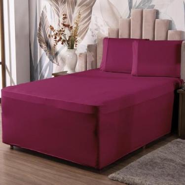 Imagem de Jogo De Lençol Luva Queen Conjugada Colchão E Box Malha 3P - Ametista 