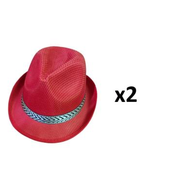 Imagem de Chapéu Estilo Malandro Vermelho De Tecido Aba Curta- Kit 2Un