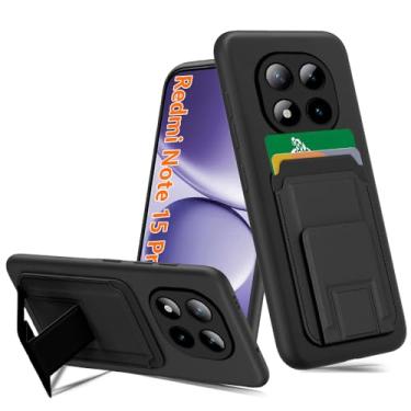 Imagem de Capa de telefone compatível com Xiaomi Redmi Note 15 Pro Plus 5G, suporte magnético multifuncional dobrável para cartões/compartimentos para suporte/suporte carteira protetora para Redmi Note 15 Pro+