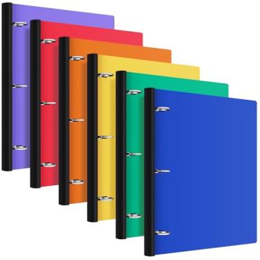 Imagem de Henoyso 6 fichários telescópicos de 0,75 polegadas com lombada telescópica, capacidade de 175 folhas, 3 anéis redondos, fichário de plástico flexível para escola, escritório (multicolorido)