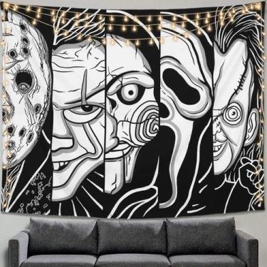 Imagem de Tapeçaria ARTCREATOR Preto Branco Horror Face Halloween 130x150cm