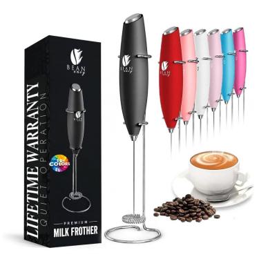 Imagem de Espumador Elétrico de Leite em Aço Inoxidável a Bateria com Suporte, BEAN ENVY BK1, Preto