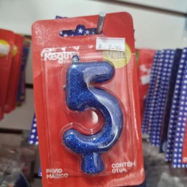 Imagem de Vela de aniversário azul com glitter 5 - Algodaodoce