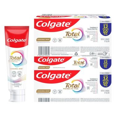 Imagem de Creme Dental Colgate Original Mint Total Prevenção Ativa 90g - Embalagem com 12 Unidades - Leve 12 Pague 10