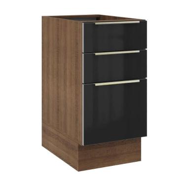 Imagem de Balcão Lux 40cm 3 Gavetas Rustic Preto