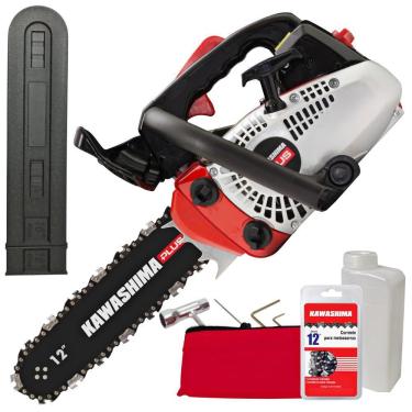 Imagem de Motosserra Pequeno Kawashima KCS 260-Plus À Gasolina 25,4cc 2 Tempos Com Lubrificação Automática da Corrente e Sistema Ativibração Para Fazendas