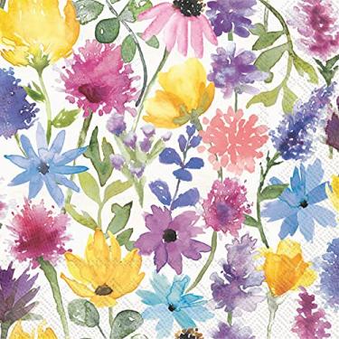 Imagem de Boston International IHR Guardanapos de papel com 3 camadas, tamanho para coquetel, creme floral de verão