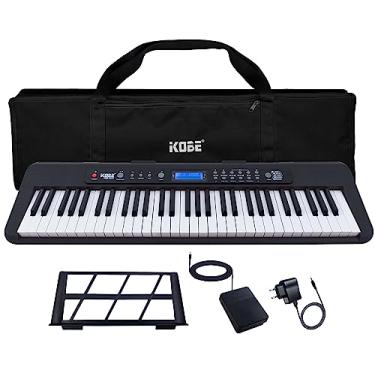 Imagem de Kit Teclado Musical Estudante Kobe KB-300 5/8 61 Teclas Sensitivas ao Toque com Pedal Sustain e Capa Preta