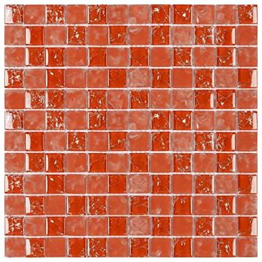 Imagem de Pastilha de Vidro Ice Glass Mosaic 30cmx30cm (placas) Laranja