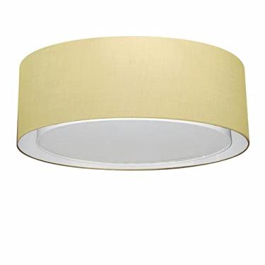 Imagem de Plafon Duplo Cilíndrico Cúpula Tecido 60x25 cm, Vivare Iluminação, Plafon3037 LA, Algodão Cru, Grande