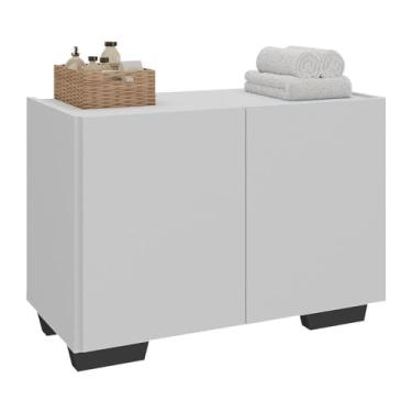 Imagem de Gabinete Armário de Banheiro 62,5cm 2 Portas com Pés Multimóveis Mp5046 Branco/preto
