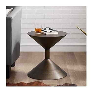 Imagem de Mesa lateral redonda mesa lateral para casa retro decorativa pequena mesa de centro sala de estar sofá canto vários quartos mesa de cabeceira 50cm mesa de canto criativa mesa de centro para sala de estar (cor: 1)