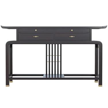 Imagem de Mesa de oferta de altar budista chinês, nicho de Buda, plataforma divina, nova mesa de incenso estilo chinês, sala de estar, deus da riqueza, mesa de ofertas, corredor do meio, Xuan Guan, plataforma de visão final, floco dourado