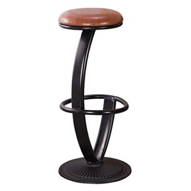 Imagem de Banqueta de bar alta de ferro com personalidade criativa banqueta redonda estável e resistente (preto) cadeiras de bar