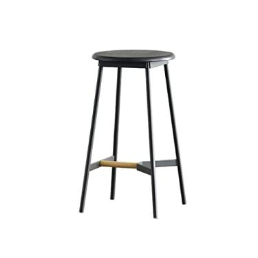 Imagem de Bancos de bar cadeira de bar moderna de ferro forjado recepção banqueta de bar casa cozinha restaurante café decoração bancos de bar almofada de madeira preta criativa cadeiras de bar (tamanho: E)