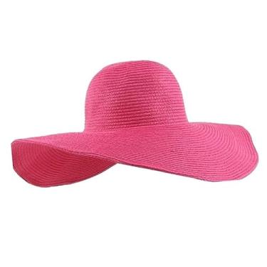 Imagem de PACKOVE chapéu de praia Chapéu de sol Chapéu rosa chapéu viseira chapéu de palha feminino chapéu de palha de praia Primavera e verão chapéu de aba grande visor solar Senhorita