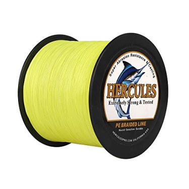 Imagem de Hercules Linha de pesca trançada super forte 4 fios super econômico de 1,8 kg a 2,3 kg Teste para água salgada, 109/328 / 547/1094 jardas (100 m / 300 m / 500 m / 1000 m), Diam# 0,08 mm - 0,55 mm Fluorescent Yellow, 100LB(45.4KG)-0.55MM-1094YDS(1000M)