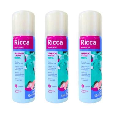 Imagem de Shampoo A Seco Ricca Refresh Me Menta C/3 50ml - Belliz Company
