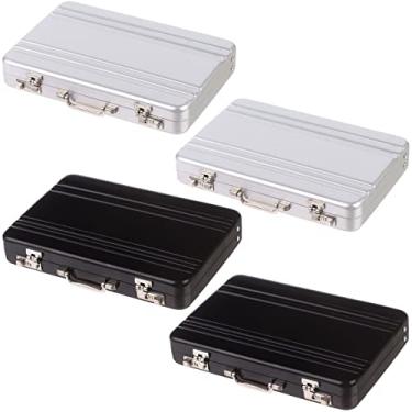 Imagem de OBANGONG 4 peças mini porta-cartões de visita, pasta fofa com senha, maleta de alumínio, porta-cartões de visita de metal, porta-cartões de crédito, carteira de presente para homens e mulheres, Tipo 3