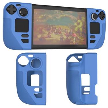 Imagem de Silicone Protective Shell Cover Skin Compatible With Steam Deck, Non-Slip Texture Handle Case for Steam Deck, Anti-Collision Cover with 4 Thumb Caps. (Blue)