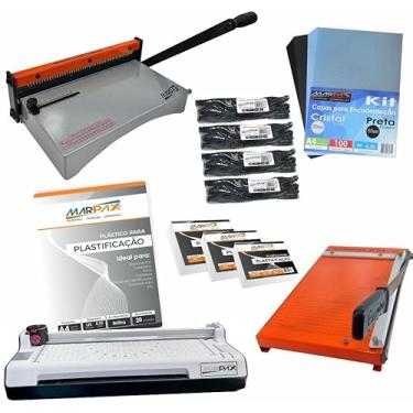 Imagem de Kit Encadernadora A4 + Plastificadora + Guilhotina + Insumos 110v