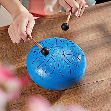 Imagem de Tambor de língua de aço 6 polegadas 11 notas C-Key Handpan Drum Instrumento de percussão de qualidade de som pura com saco de armazenamento Adesivo fonético Marretas de tambor e berços de de
