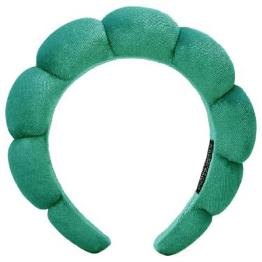 Imagem de AOENJIE Fitas de cabelo de spa para lavar o rosto ou maquiagem, faixas de cabelo com bolhas de esponja, faixa de cabelo de pano felpudo para mulheres, cuidados com a pele, acessórios de cabelo para